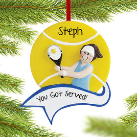 Personalized Tennis Female Christmas Ornament