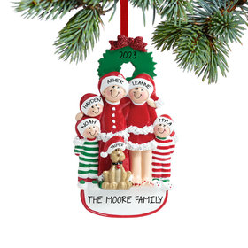 Personalized Christmas Eve Family of 5 with Dog Christmas Ornament