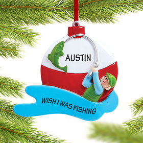 Personalized Fishing Guy Christmas Ornament