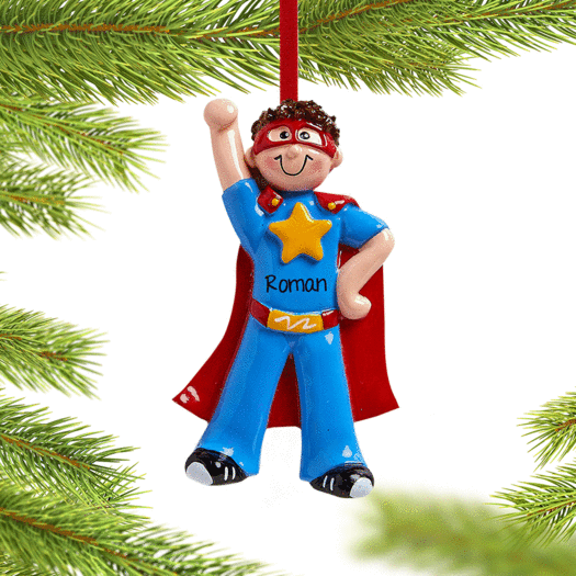 Personalized Superhero Boy Christmas Ornament