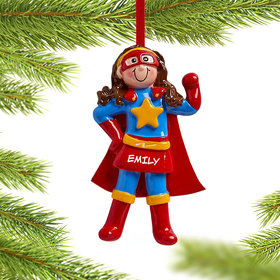 Personalized Superhero Girl Christmas Ornament