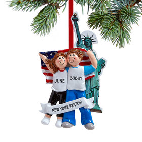 Personalized Couple in New York City Christmas Ornament