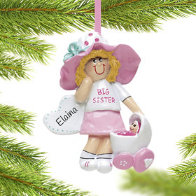 Personalized Big Sister with Dolly Baby Buggy Christmas Ornament