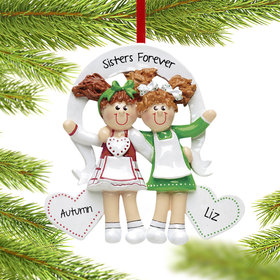 Personalized Friends with Hearts Christmas Ornament
