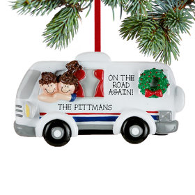Personalized Couple in Motor Home Christmas Ornament