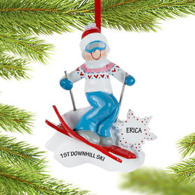 Personalized Girl Skier with Goggles Christmas Ornament