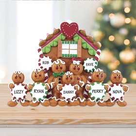 Personalized Family of 7 Gingerbread House Tabletop Ornament