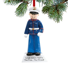 Personalized Marine Service Military Man Christmas Ornament