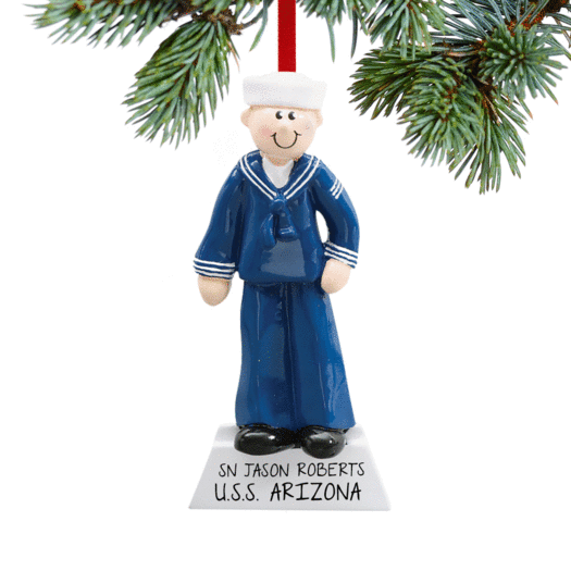 Personalized Navy Service Military Man Christmas Ornament