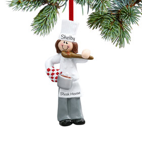Personalized Female Chef with Tasting Spoon Christmas Ornament