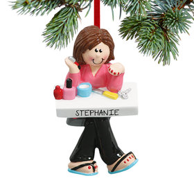 Personalized Manicurist Painting Nails Christmas Ornament