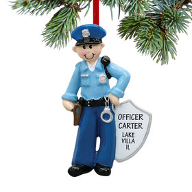 Personalized Policeman with Handcuffs Christmas Ornament