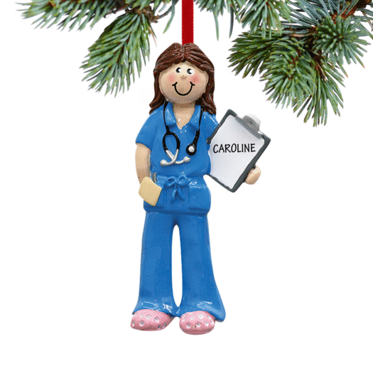 Personalized Female Physician Assistant Nurse Emt Christmas Ornament 