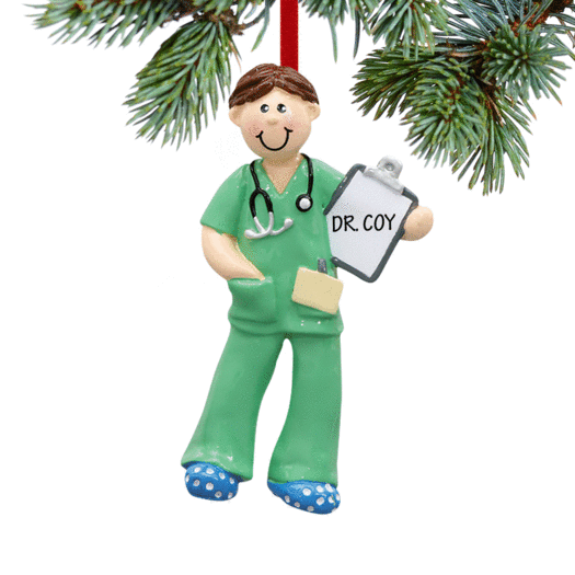 Personalized Male Physician Assistant, Nurse, EMT Christmas Ornament