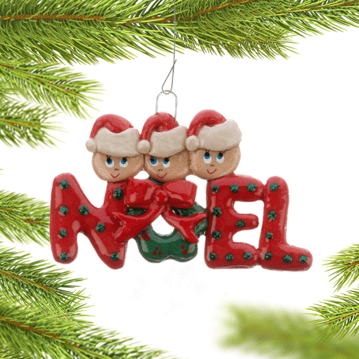 Noel Family of 3 Christmas Ornament