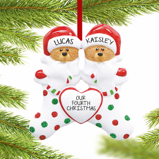 Personalized Stocking Bears 2 Christmas Ornament