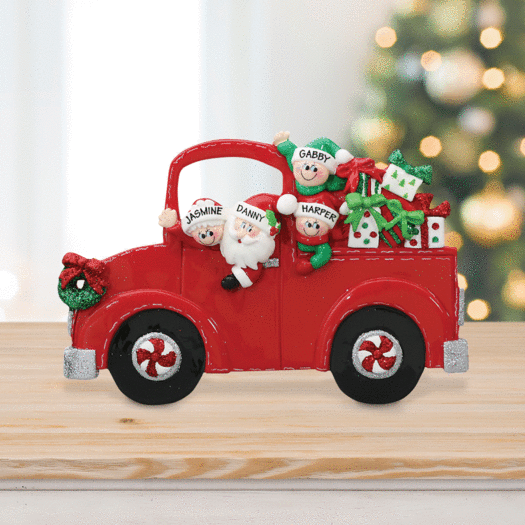 Personalized Santa's Truck 2 Children Tabletop Christmas Ornament