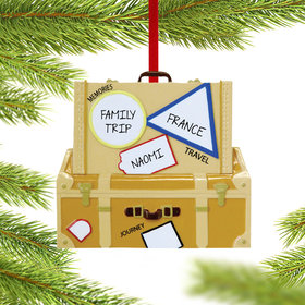 Personalized Travel Suitcase-France Christmas Ornament