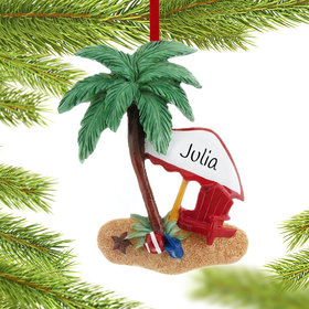 Personalized Day at the Beach Christmas Ornament
