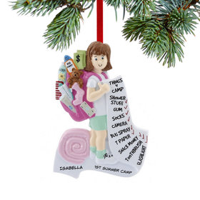 Personalized Summer Camp Girl Christmas Ornament