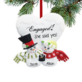 Personalized Engagement Snowman Couple Christmas Ornament