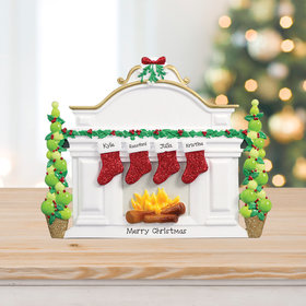Personalized Mantel with 4 Stockings Tabletop Christmas Ornament