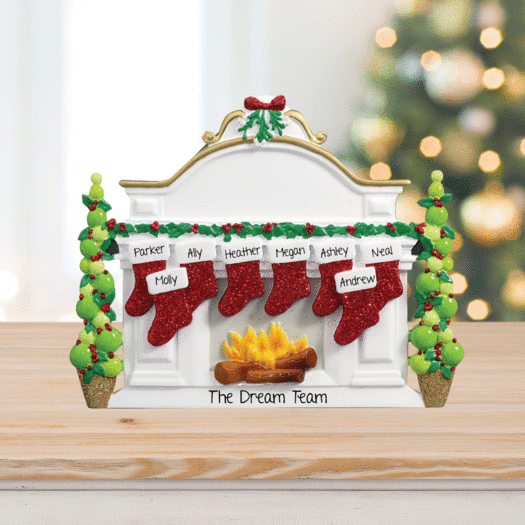 Personalized Business Mantel with 8 Stockings Tabletop Christmas Ornament