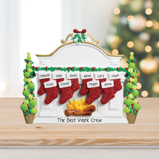 Personalized Business Mantel with 10 Stockings Tabletop Christmas Ornament