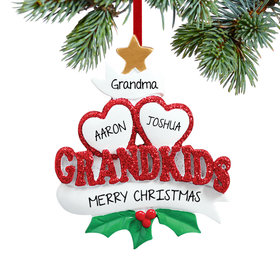Personalized Grandkids Hearts 2 Christmas Ornament
