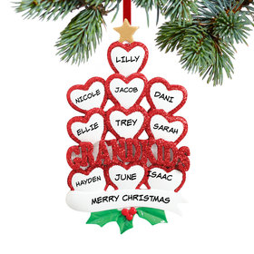 Personalized Grandkids Hearts 10 Christmas Ornament