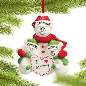 Personalized I Love Mommy 2 Children Christmas Ornament