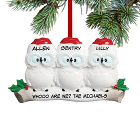 Personalized Wise Owl Family of 3 Christmas Ornament