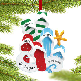 Personalized Flip Flops Family of 3 Christmas Ornament