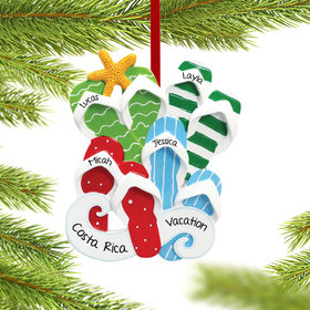 Personalized Flip Flops Family of 4 Christmas Ornament