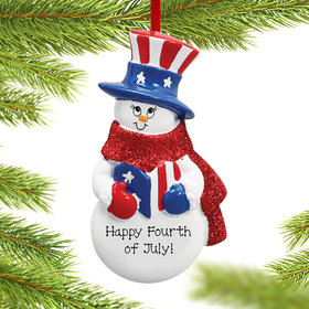 Personalized Uncle Sam Patriotic Snowman Christmas Ornament