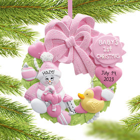 Personalized Baby Wreath Girl For Baby's First Christmas Ornament