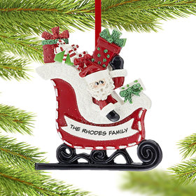 Personalized Santa in Sleigh Christmas Ornament
