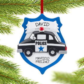 Personalized Policeman Shield Christmas Ornament