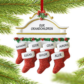 Personalized Stockings Hanging From Mantel 7 Christmas Ornament