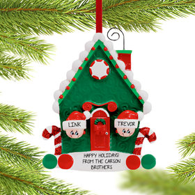 Candy Cane House Siblings Christmas Ornament