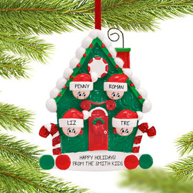 Candy Cane House 4 Siblings Christmas Ornament