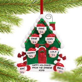 Candy Cane House 7 Siblings Christmas Ornament