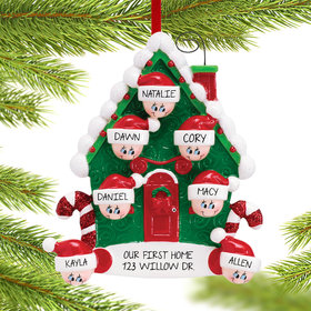 Personalized Candy Cane House Family of 7 Christmas Ornament