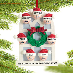 Window Family of 7 Grandparents Christmas Ornament