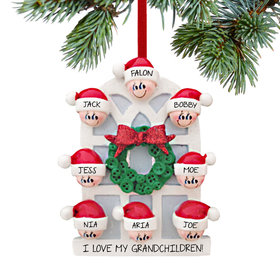 Window Family of 8 Grandparents Christmas Ornament