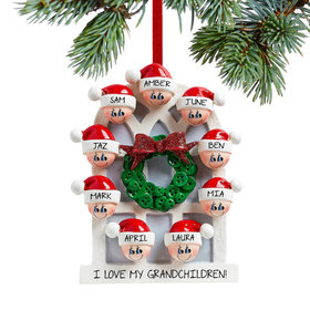 Window Family of 9 Grandparents Christmas Ornament