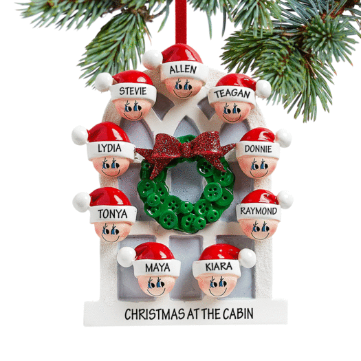 Personalized Christmas Window Family of 9 Christmas Ornament