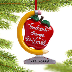 Personalized Teachers Change the World Christmas Ornament