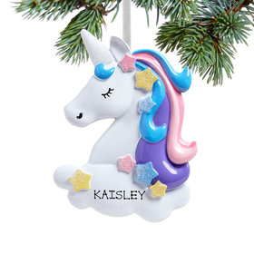 Personalized Pretty Pastel Unicorn Christmas Ornament