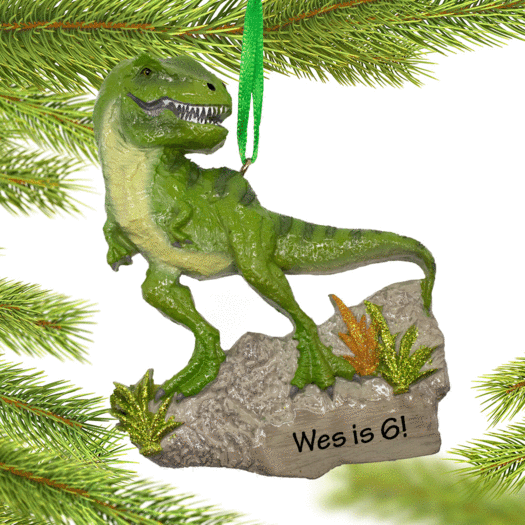 Personalized Birthday T-REX Dinosaur Christmas Ornament